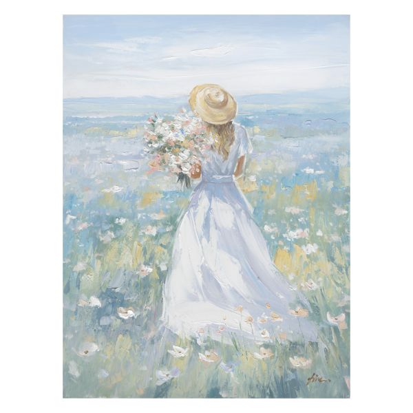 Картина маслом 90x120см, идущая женщина