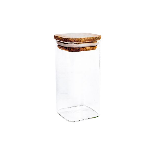 Glass jar THERON 6x6xH12cm with a lid, square