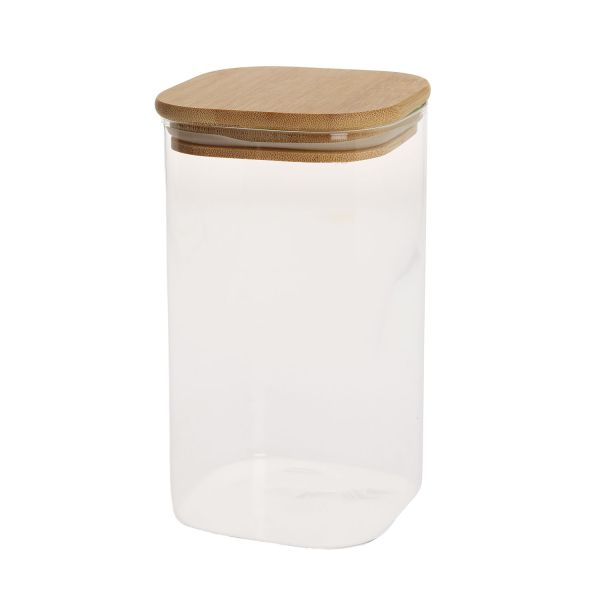 Стеклянная банка JAR 10x10xH17,5см 1400мл с бамбуковой крышкой
