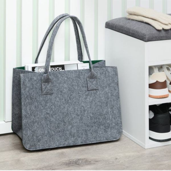 Basket 4Living BASKET 38cm felt, grey/green