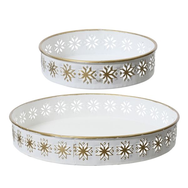Tray SHINE WHITE D31cm, white/gold