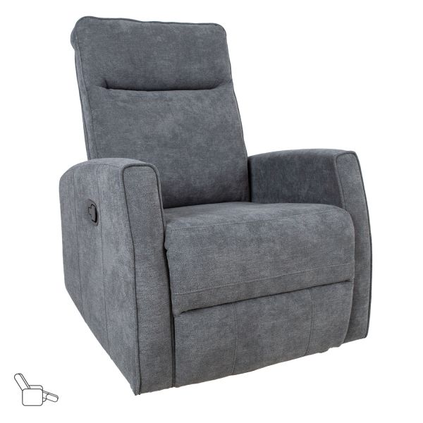 Tugitool EDDY kiikuv ja pöörlev manuaalne recliner, hall