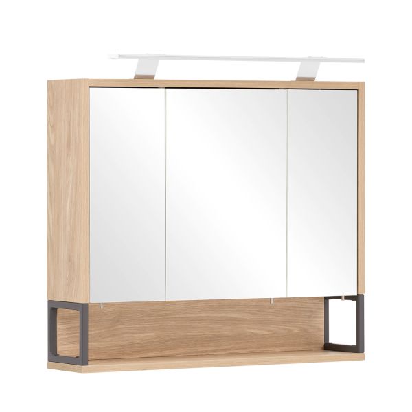 Зеркальный шкаф с LED-светильником LIMONE 70x16xH61-68см, светлый дуб