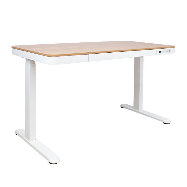 Töölaud ERGO 1-mootoriga 120x60xH72-121cm, tamm/valge