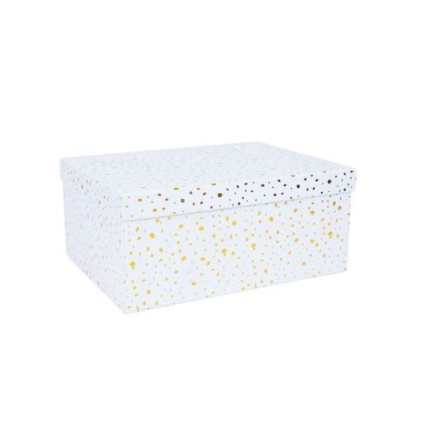 Pappkarp DIANA-10 kaanega 19x13xH8cm, valge kuldsete täppidega