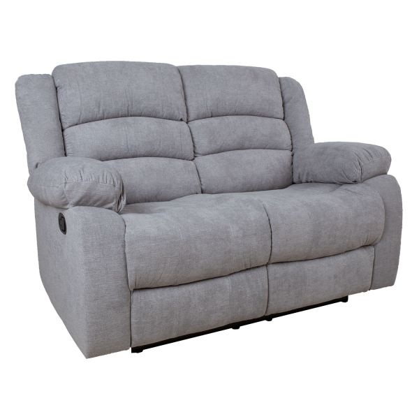 Recliner sofa MALINA 2-seater with manual mechanism, light grey