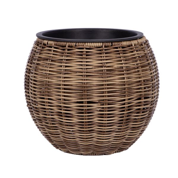 Lillepott WICKER D26xH22cm, helepruun