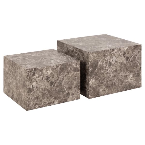 Diivanilauad 2tk DICE_58x58xH40cm, 50x50xH33cm, helepruun