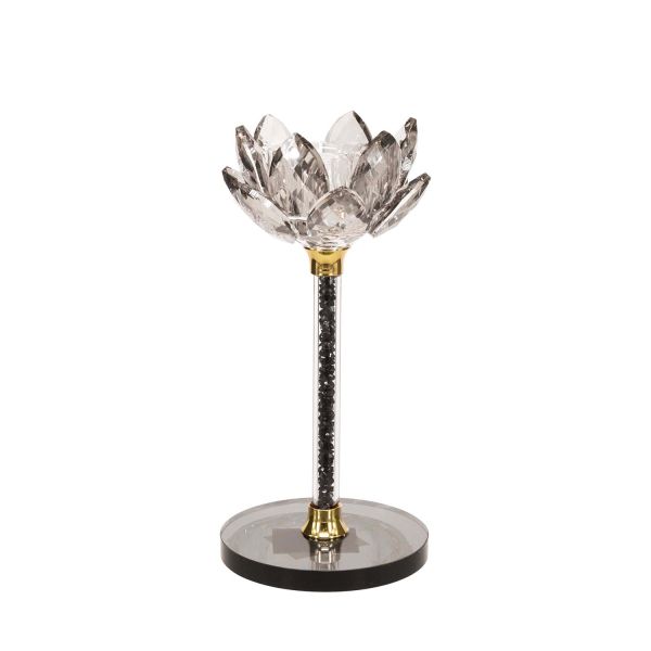 Candlestick CHANLE H15.5cm, grey