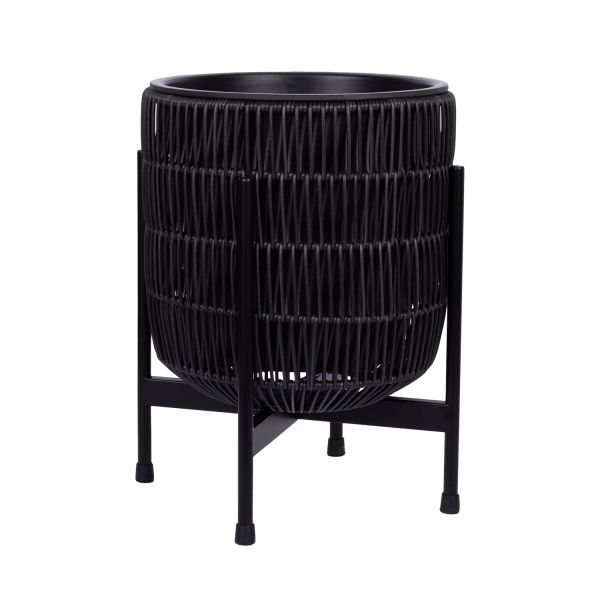 Lillepott WICKER alusega 30x30xH38cm, must