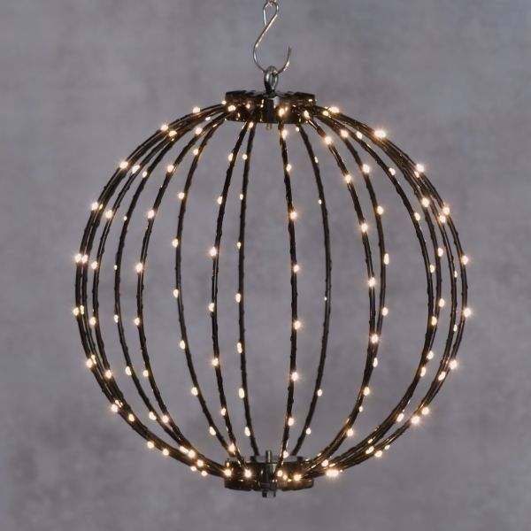 LED-valgusti BALL D30cm 160LED valge valgusega, must raam