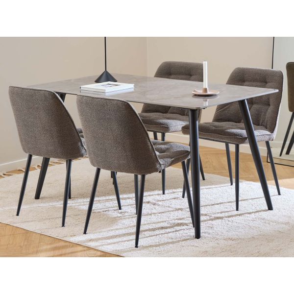 Dining table set WICKLOW 140x80xH75cm, grey/taupe