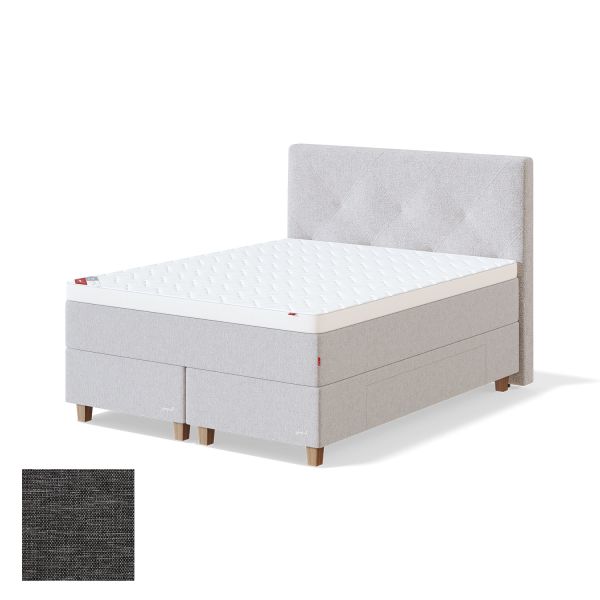 Continental bed with drawer BLACK CONTINENTAL MANGO 160x200cm, soft, dark grey