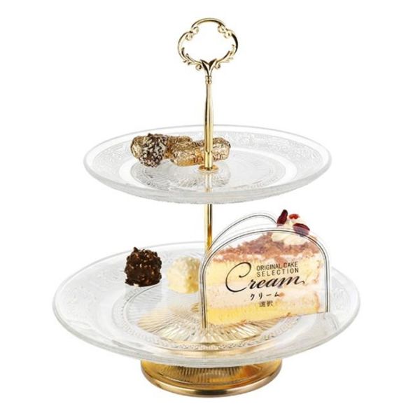 Tiered stand TRAY 2 D25.5xH30cm, glass