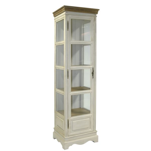 Шкаф-витрина SAMIRA 49x39xH178см, антично-белый/натуральный