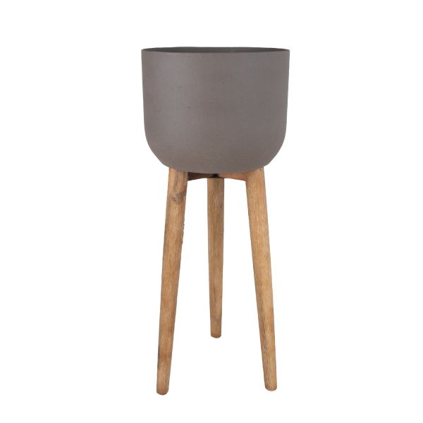 Plant holder SANDSTONE D36,5xH86cm, brown