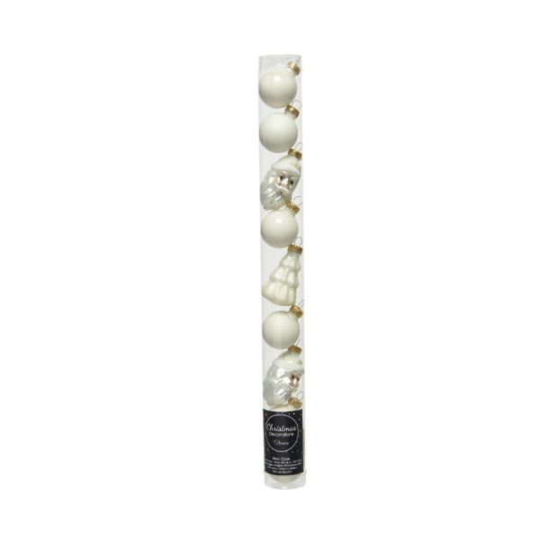 Christmas ornaments XMAS ADVENT, 9tk, white