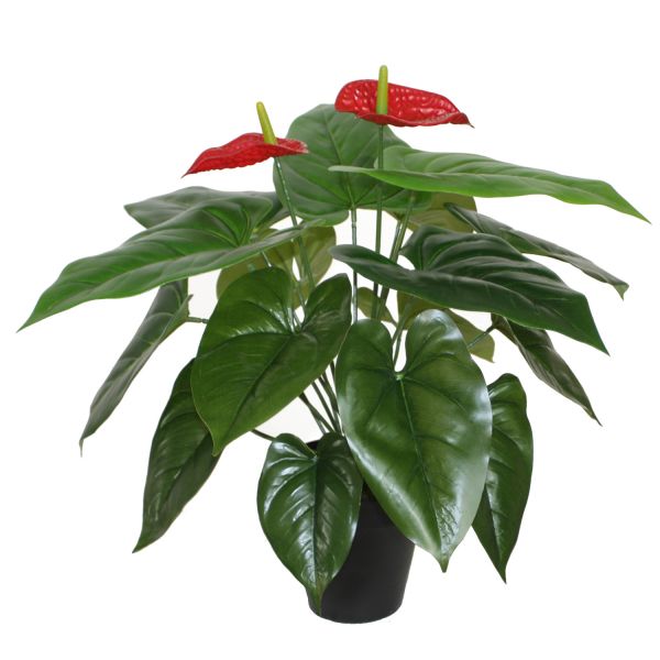 Искусственное растение ANTHURIUM H45см, фламинго, чёрный горшок