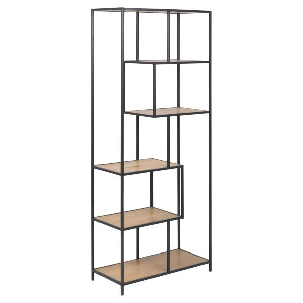Shelf SEAFORD 77x35xH185cm, wild oak/black