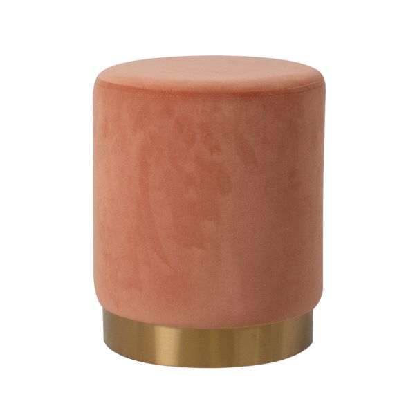 Пуфик LA PERLA, D35xH42см, ткань: бархат, цвет: коралл
