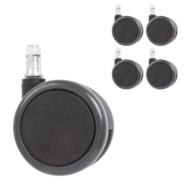 Castors 5pcs, D65mm, self braking, black