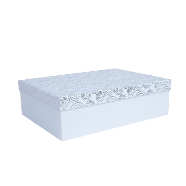 Коробка ELSA 22x16см, с крышкой золото/серебро, белая
