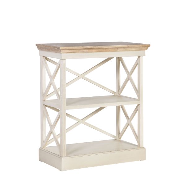 Bookcase SAMIRA 72x36xH84,5cm, w/ 2 shelf, color: antique white / brown