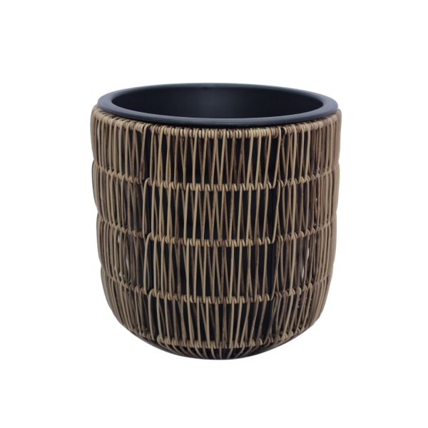 Planter WICKER D27xH28cm, light brown