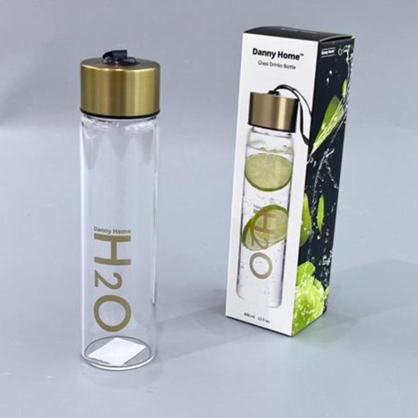 Joogipudel GLASS H2O H22.4cm 400ml klaasist, kuldne
