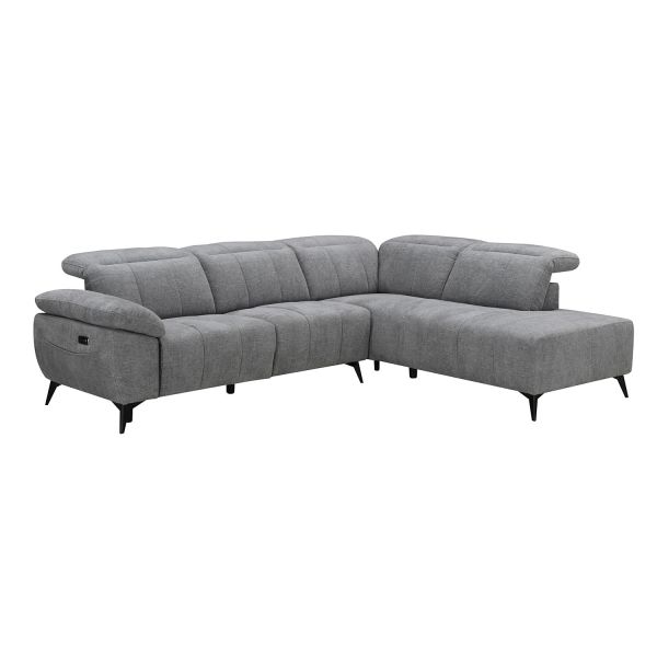 Corner sofa HAMID RC, electric recliner, grey