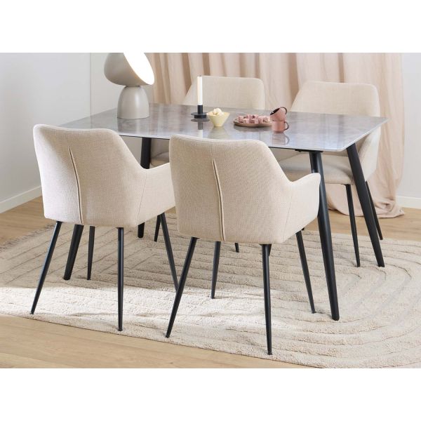 Dining table set WICKLOW 140x80xH75cm, cream