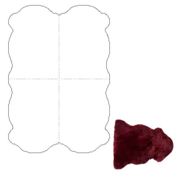 Sheepskin rug MERINO M 4x, 90x180cm, bordeaux