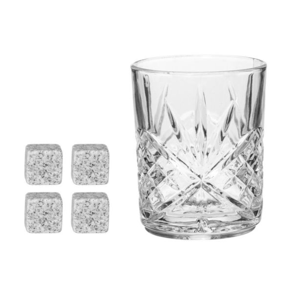 Kinkekomplekt GIFT WHISKEY klaasiga ja 4kuubikut