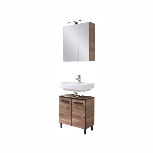 Vannitoamööbli komplekt 374 tume tamm/must, LED