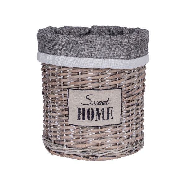 Корзина высокая MAX, D26xH27см, ткань, цвет: антично-серый, с тканью