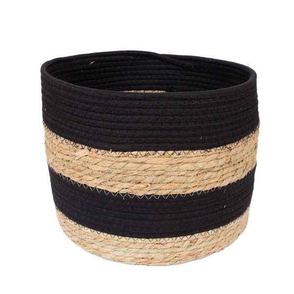 Корзина KENIA-1, D34xH24см, натуральный/черный