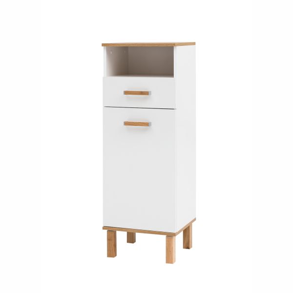 Нижний шкаф в ванную PADUA 40x35xH114,5см, белый глянцевый/дуб