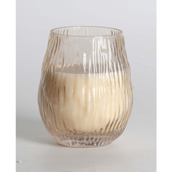 Scented candle in glass NATURE GREEN H10,8cm, French Pear & Freesia