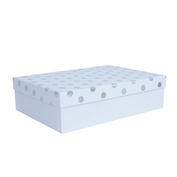 Коробка ELSA 33x23,5см, с крышкой золото/серебро, белая