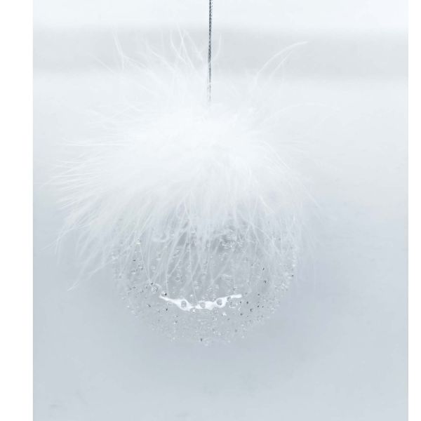 Christmas ornament JOY FLUFFY D8cm, glass
