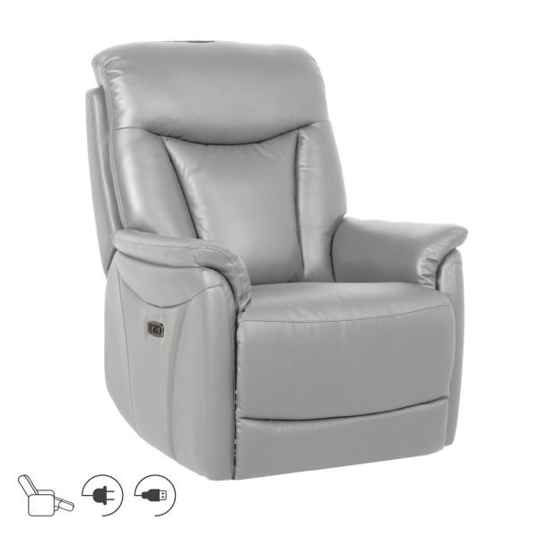 Recline armchair BALDWIN with electric lift mechanism, beige leather