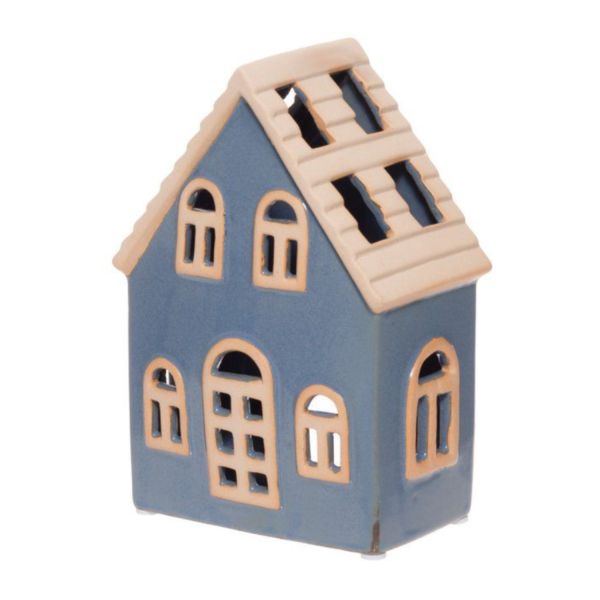 Lantern for candle 4Living HOUSE H14cm, blue porcelain