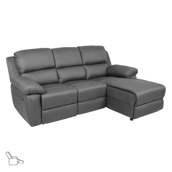 Corner sofa BERIT RC, manual recliner, dark grey