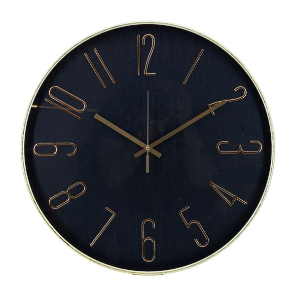Wall clock COSMO D50cm, black/gold