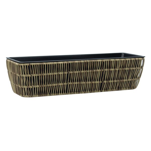 Flower box WICKER 60x19xH15cm, light brown