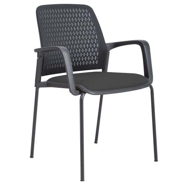 Стул для посетителей FUSION 60x55xH84,5cм, сиденье: ткань, спинка: сетка из полиэстера, цвет: чёрный, рама: чёрный