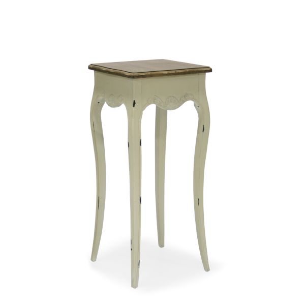 Flower stand SAMIRA 26x26xH62cm, antique white/natural