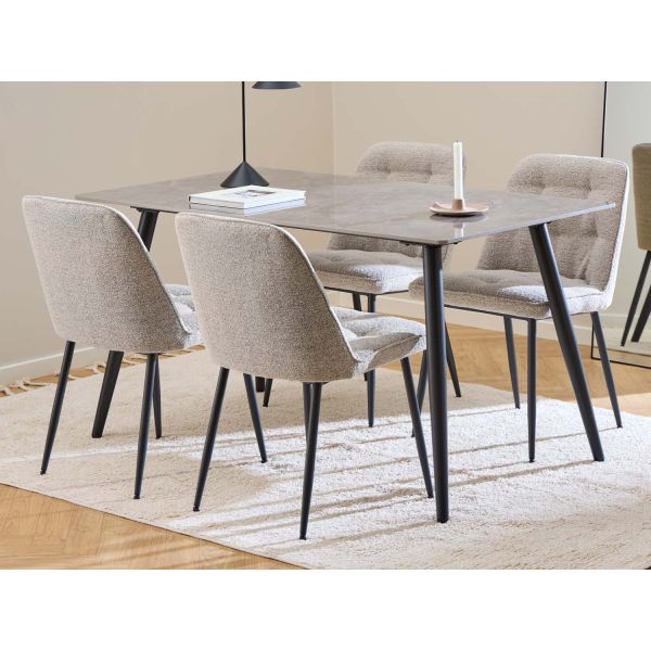 Dining table set WICKLOW 140x80xH75cm, dark beige