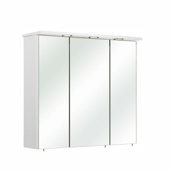 Зеркальный шкаф с LED-светильником 37-II, 75x20xH72см, белый глянцевый