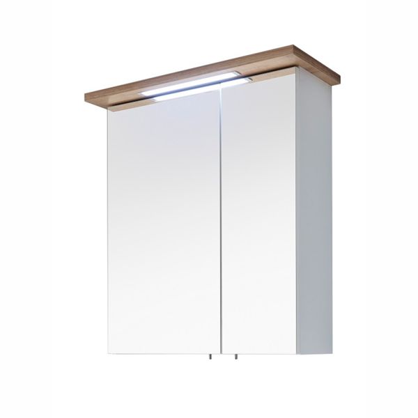 Зеркальный шкаф с LED-светильником 84-I, 60x20xH72см, белый/дуб